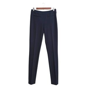 Long Tall Sally Navy Mid-Rise Straight Tapered Leg Trousers Sz 6 (36 inseam)
